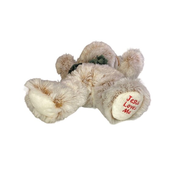 Fiesta Jesus Loves Me Puppy Dog w/ScarfPlush Stuffed Animal Two Tone Ivory Brwn - Picture 11 of 11